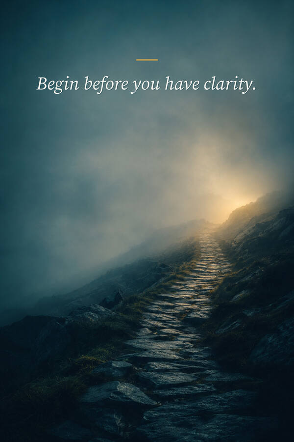 Begin before you have clarity — JEPA Print Lab poster
